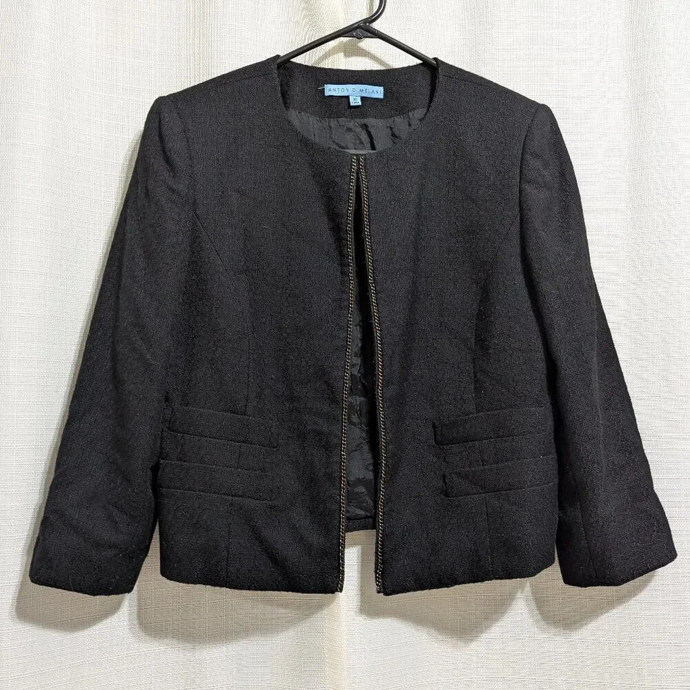 Antonio Melani Textured Blazer Jacket Black Size 10 Round Neck